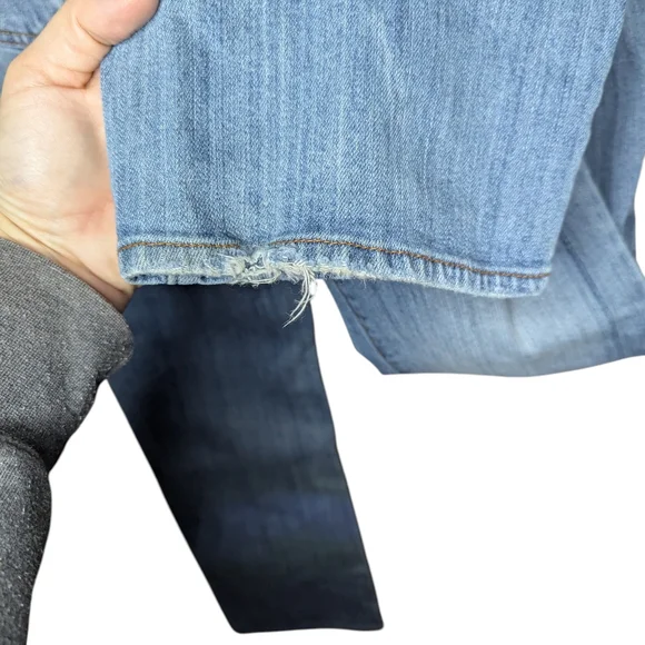 American Eagle Slim Boot Jeans Sz 10 Y2K Low Rise Stretch Distressed Light Wash - Picture 12 of 16